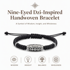 Nine-Eyed Dzi-Inspired Handwoven Bracelet for men