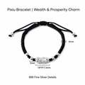 Pixiu 999 Fine Silver Woven Cord Bracelet, Wealth Lucky Charm