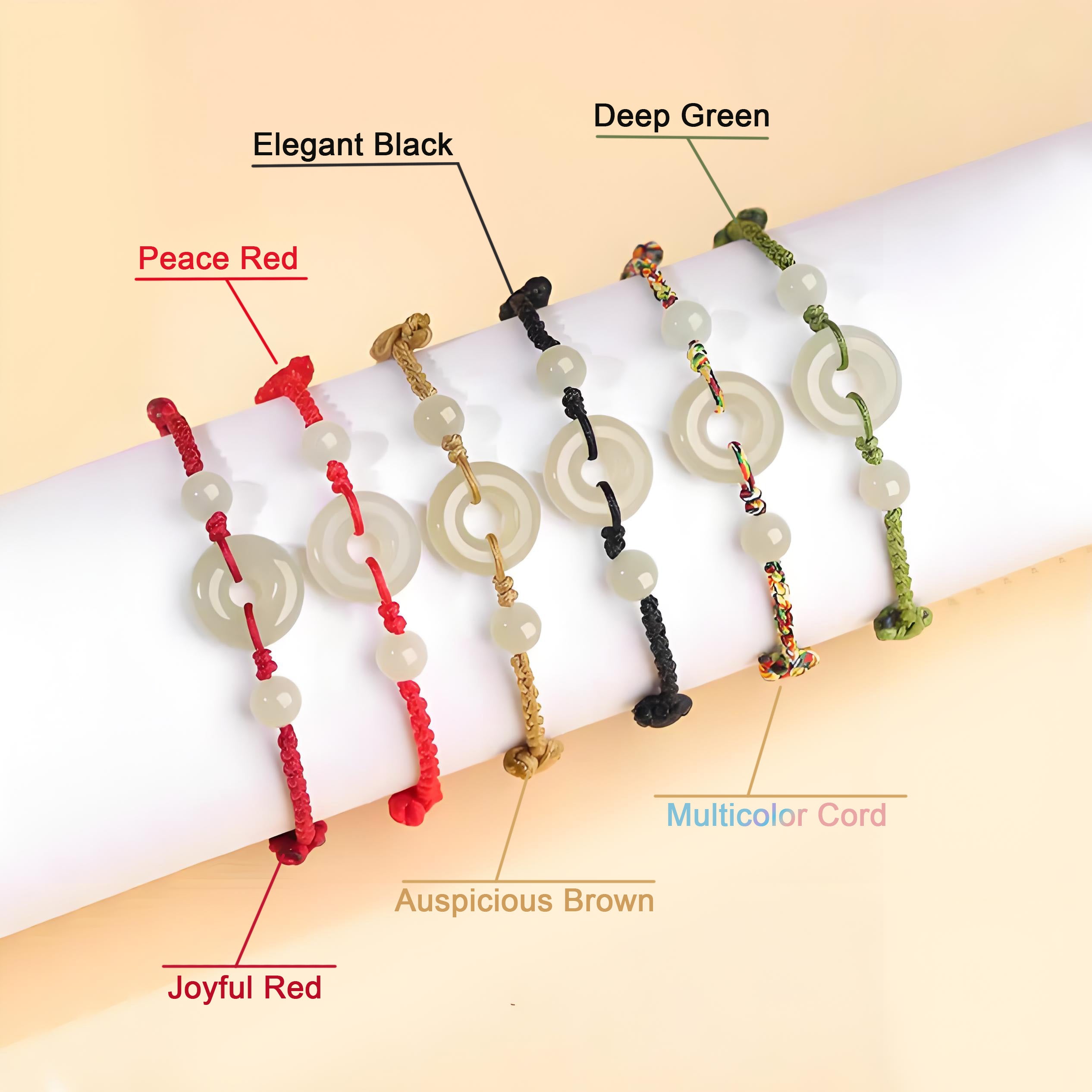 Jade Peace Buckle Multi‑Color Hand‑Woven Lucky Bracelet