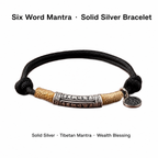 Tibetan Six Word Mantra Solid Fine Silver Handmade Wealth Lucky Bracelet