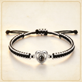Custom Heart Projection Braided String Bracelet, Stainless Steel Charm Gift for Her, Him, Mom or Self