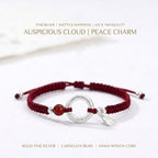 Solid Silver Peace Buckle Handmade Red String Lucky Bracelet