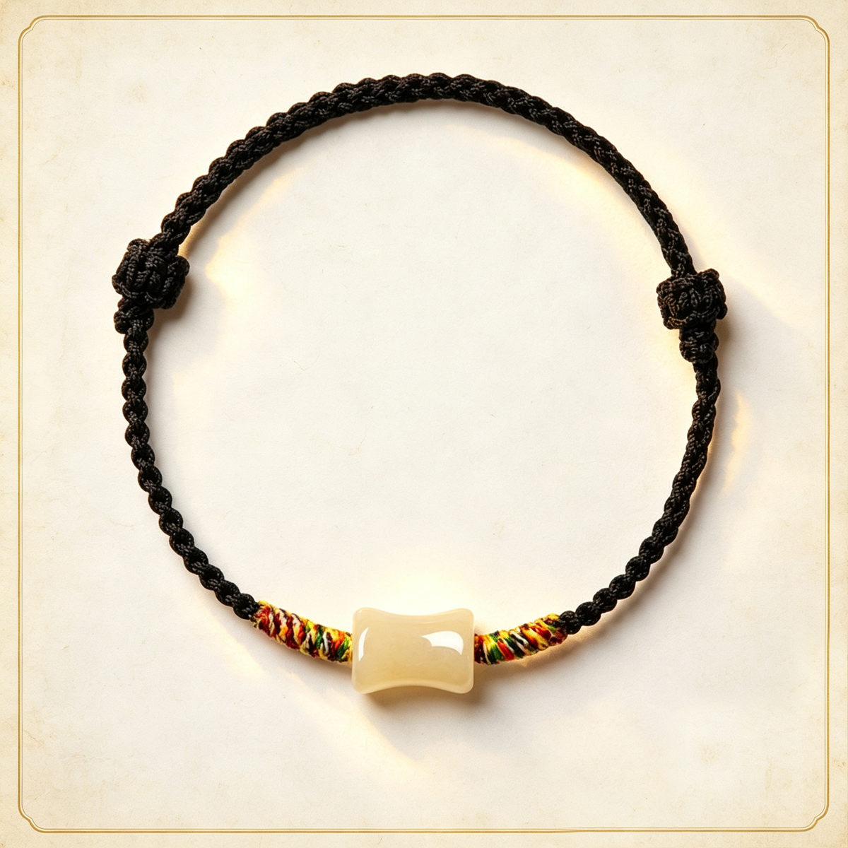 New Beginning Jade Bar Hand-Woven Cord Bracelet, Adjustable Lucky Bracelet Gift for Fresh Start & New Chapter