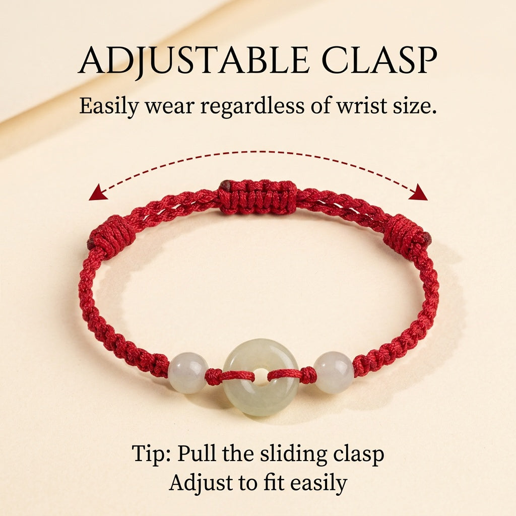 Jade Peace Buckle Multi‑Color Hand‑Woven Lucky Bracelet