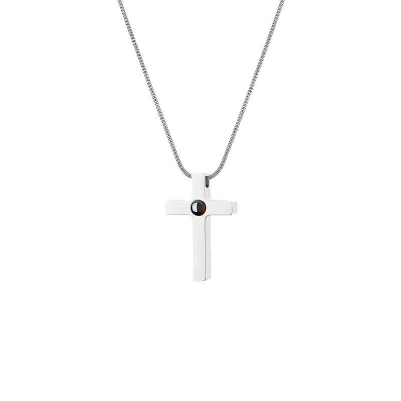 Custom Photo Projection Cross Necklace, Personalized Memory Pendant