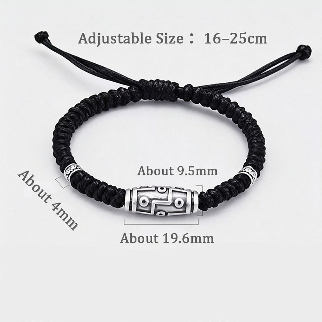 Nine-Eyed Dzi-Inspired Handwoven Bracelet for men