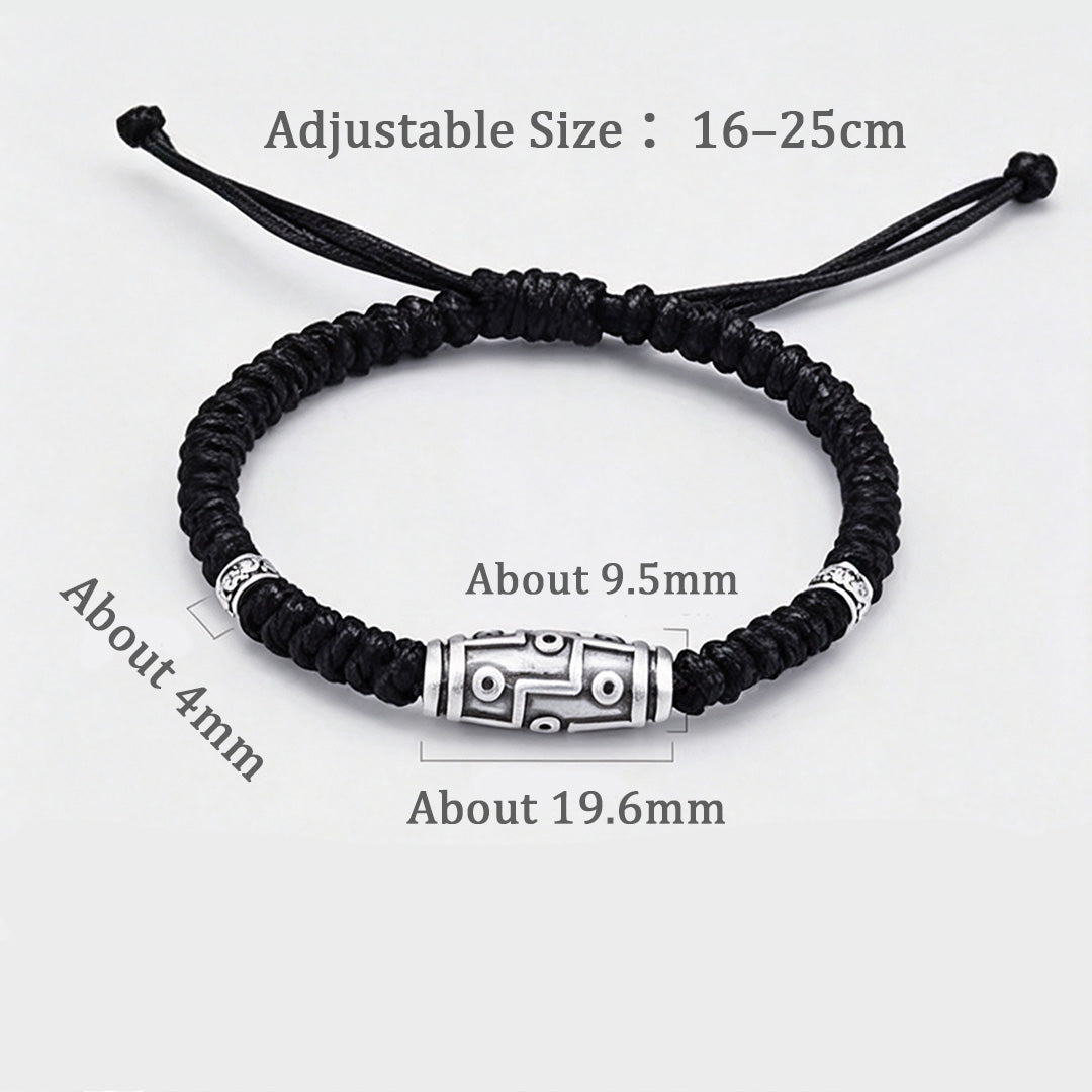 Nine-Eyed Dzi-Inspired Handwoven Bracelet for men