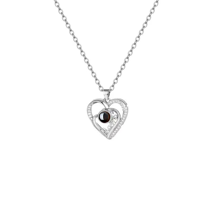 Custom Photo Projection Heart Necklace, Personalized Memory Pendant