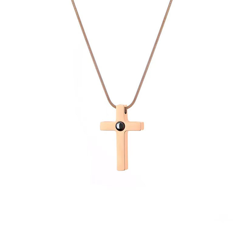 Custom Photo Projection Cross Necklace, Personalized Memory Pendant