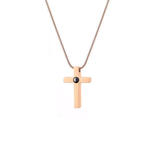 Custom Photo Projection Cross Necklace, Personalized Memory Pendant