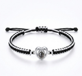 Custom Heart Projection Braided String Bracelet, Stainless Steel Charm Gift for Her, Him, Mom or Self