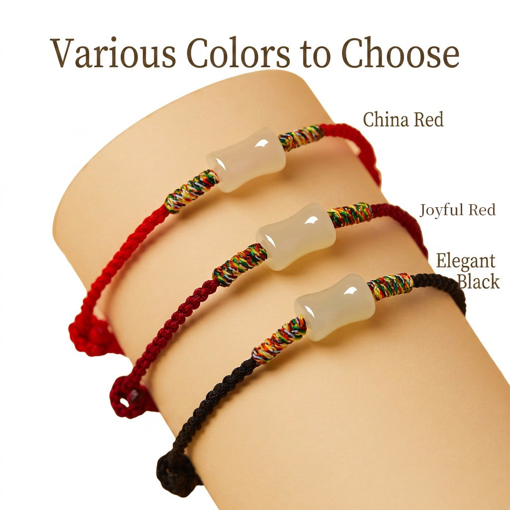 New Beginning Jade Bar Hand-Woven Cord Bracelet, Adjustable Lucky Bracelet Gift for Fresh Start & New Chapter