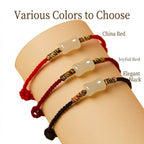 New Beginning Jade Bar Hand-Woven Cord Bracelet, Adjustable Lucky Bracelet Gift for Fresh Start & New Chapter