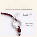 Solid Silver Peace Buckle Handmade Red String Lucky Bracelet