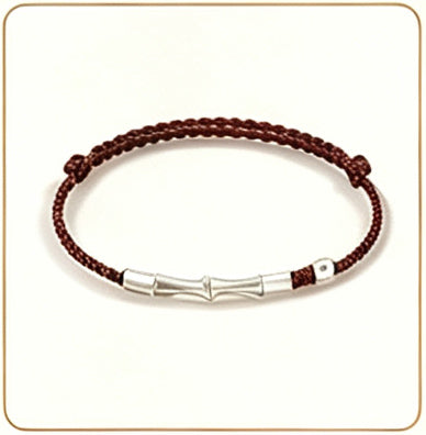 Bamboo 999 Fine Silver Adjustable Cord Bracelet, New Beginning Growth Gift