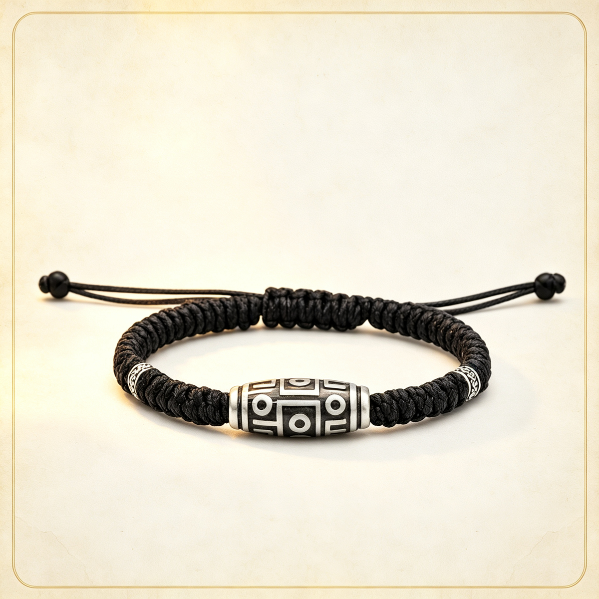Nine-Eyed Dzi-Inspired Handwoven Bracelet for men