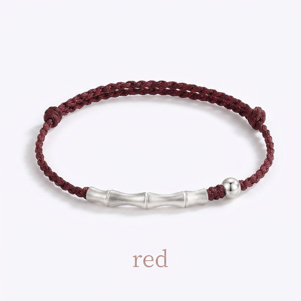 Bamboo 999 Fine Silver Adjustable Cord Bracelet, New Beginning Growth Gift