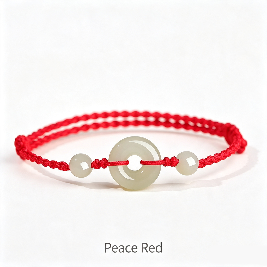 Jade Peace Buckle Multi‑Color Hand‑Woven Lucky Bracelet