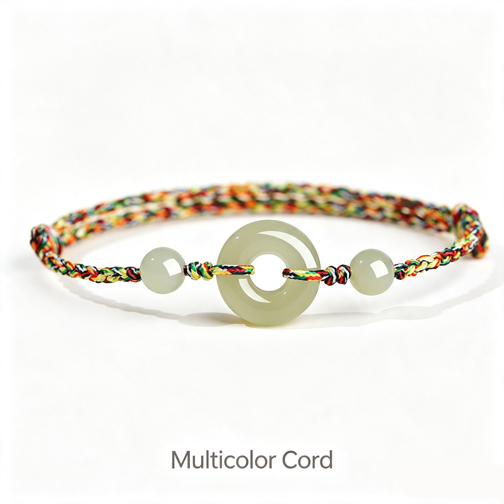 Jade Peace Buckle Multi‑Color Hand‑Woven Lucky Bracelet
