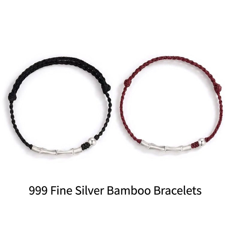 Bamboo 999 Fine Silver Adjustable Cord Bracelet, New Beginning Growth Gift