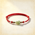 Hetian Jade Gourd Adjustable Cord Bracelet, Wealth & Fortune Lucky Charm Bracelet
