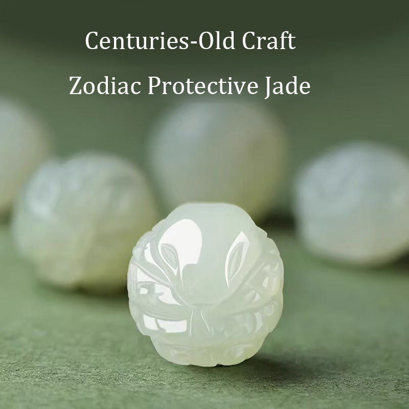Chinese Zodiac Hetian Jade Bracelet, Traditional Protective Jade Talisman Jewelry
