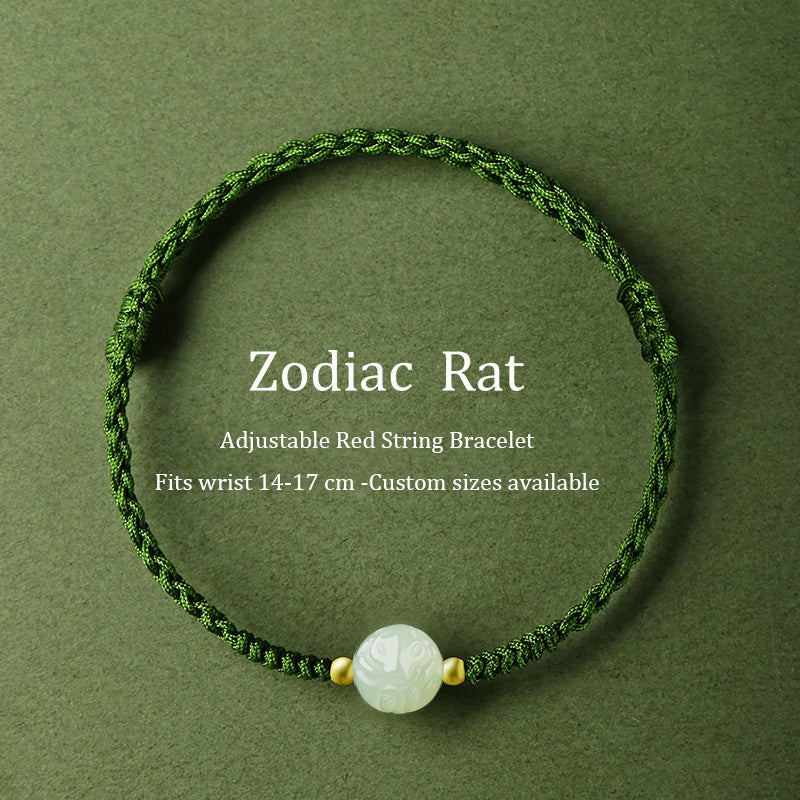 Chinese Zodiac Hetian Jade Bracelet, Traditional Protective Jade Talisman Jewelry