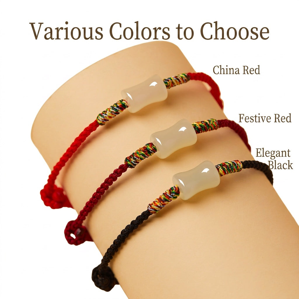 New Beginning Jade Bar Hand-Woven Cord Bracelet, Adjustable Lucky Bracelet Gift for Fresh Start & New Chapter