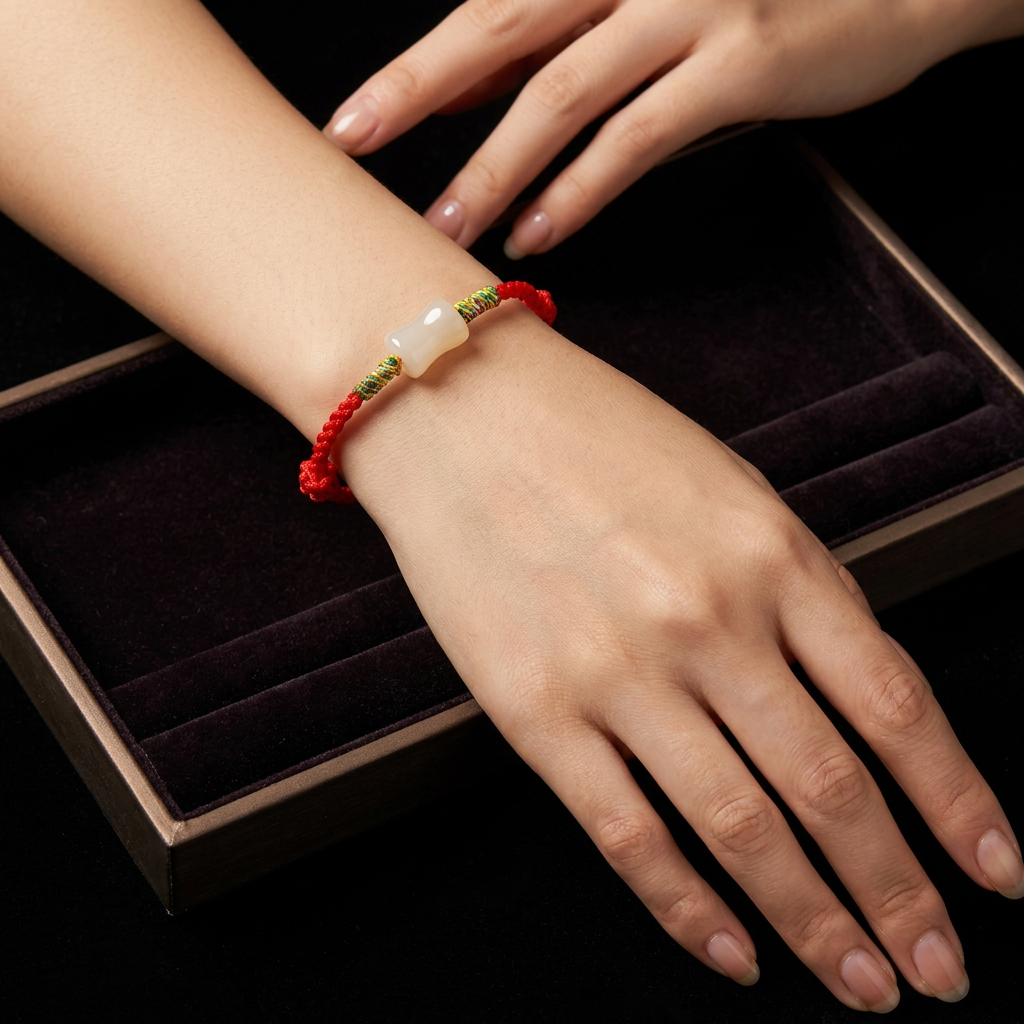 New Beginning Jade Bar Hand-Woven Cord Bracelet, Adjustable Lucky Bracelet Gift for Fresh Start & New Chapter