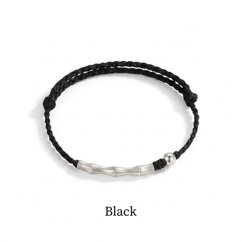 Bamboo 999 Fine Silver Adjustable Cord Bracelet, New Beginning Growth Gift